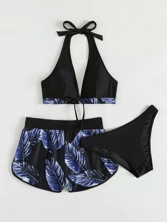 Maillot de bain trois pièces avec shorts