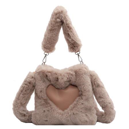 Sac à main en peluche en forme de coeur