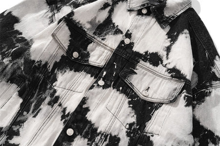 Veste style splash encre tie-dye denim