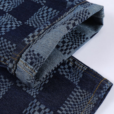 Jean damier en jacquard de coton