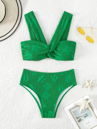 Wave Cloth Split Bikini Swimsuit